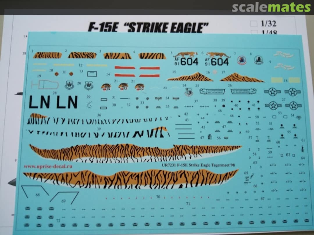 Contents F-15E Strike Eagle Tigermeet'98 with stencils (FFA- removable film) UR7231 UpRise Decal Serbia