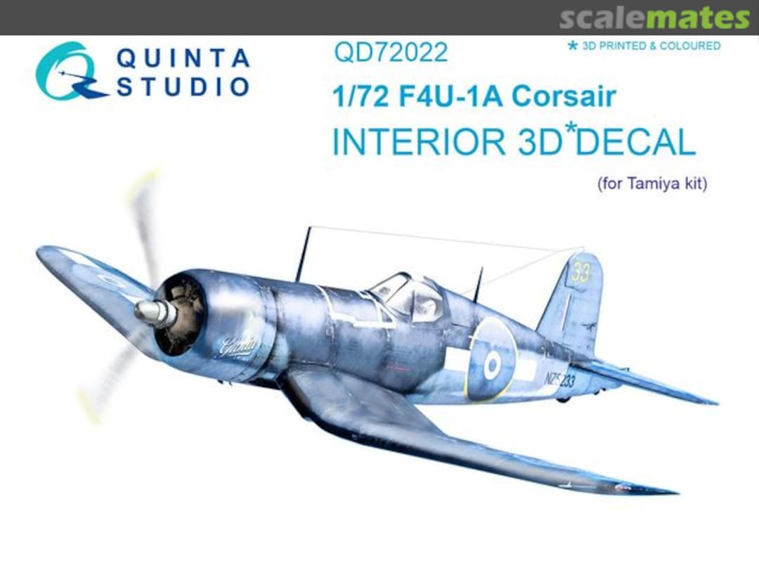 Boxart F4U-1A Corsair interior 3D decals QD72022 Quinta Studio