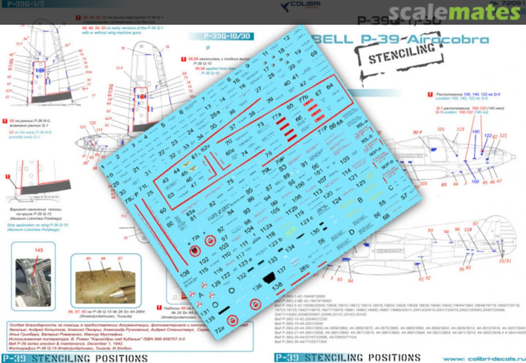 Boxart Bell P-39 Stenciling Part III (P-39 Q) 72091 Colibri Decals