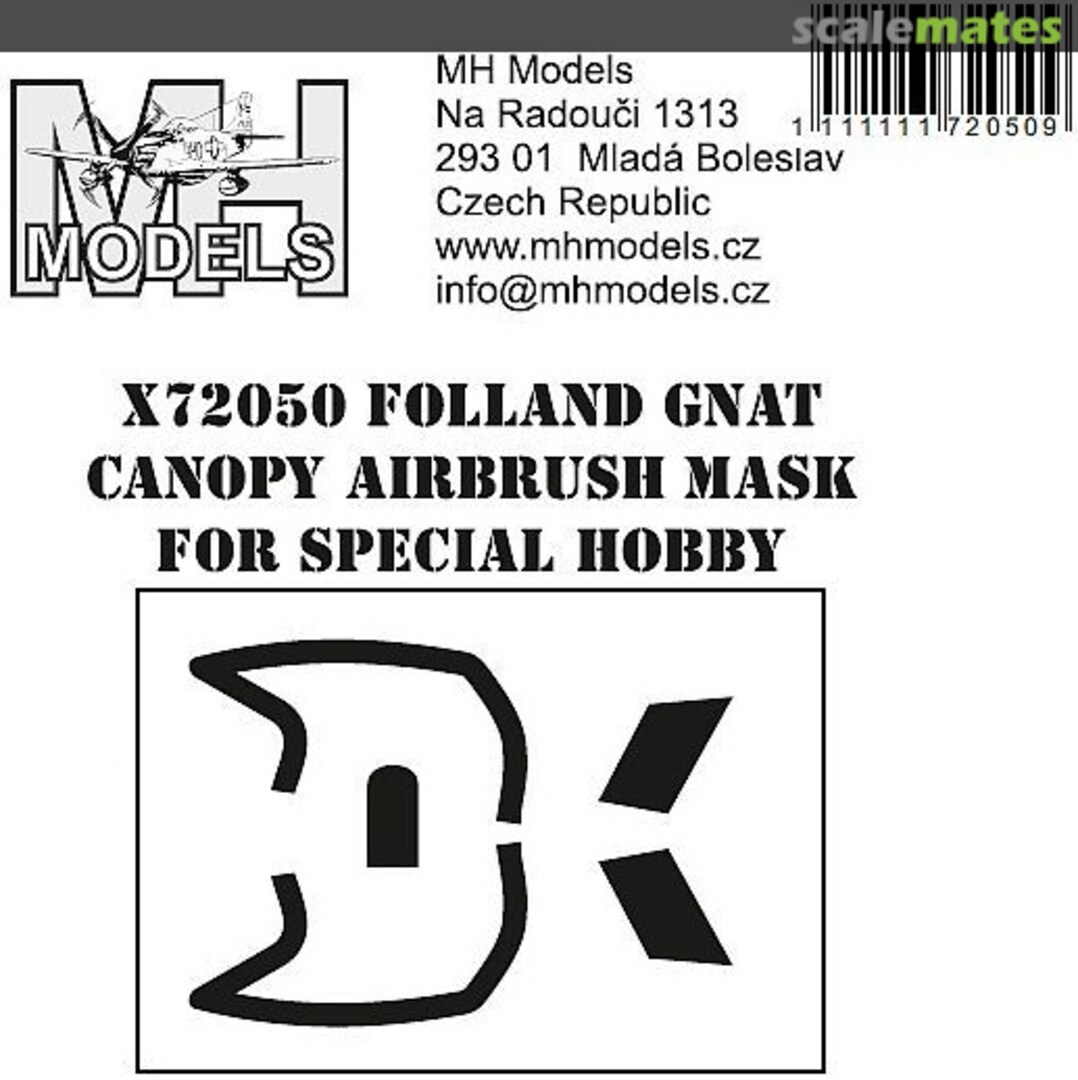 Boxart Folland Gnat Canopy Airbrush Mask X72050 MH Models