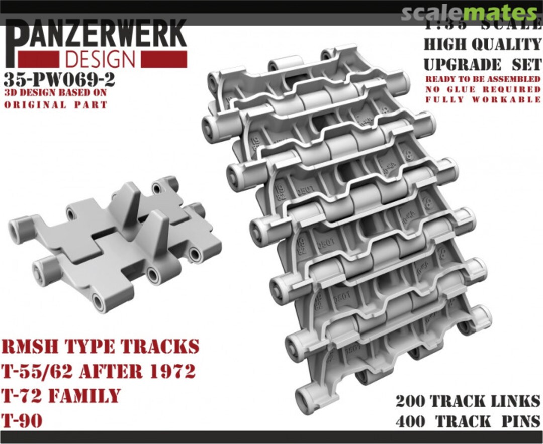 Boxart T-54/55 after 1972, T-72, T-90 Tracks 35PW-069-2 Panzerwerk design