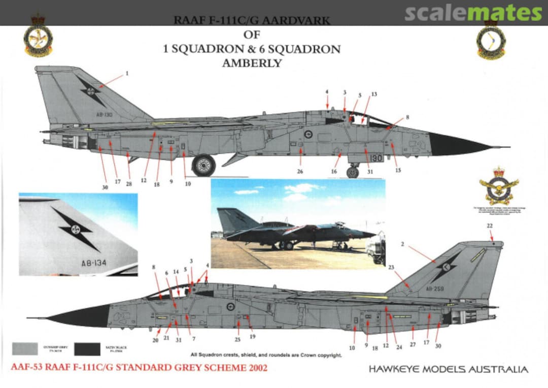 Boxart RAAF F-111C/G - 1 Sqn. & 6 Sqn. Amberly AAF-053 Hawkeye Models