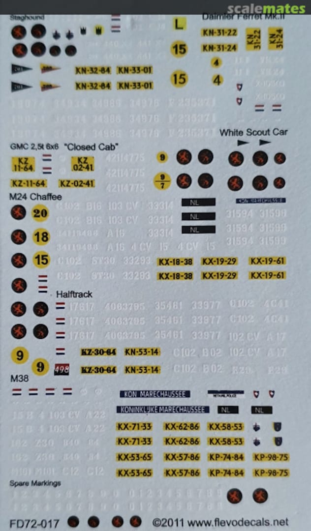 Contents Royal Netherlands Army Part 1 FD72-017 Flevo Decals