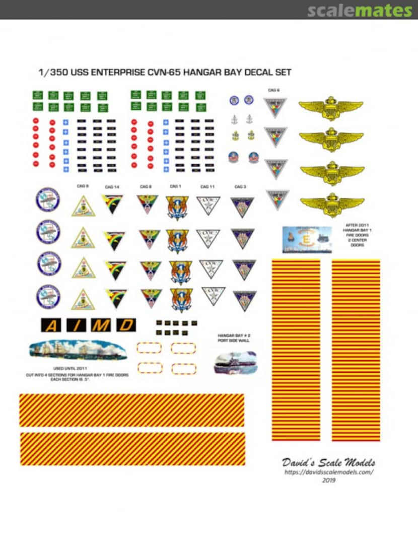 Boxart USS Enterprise CVN-65 - Hangar Bay Decal Set CVN-65-HB-350 David's Scale Models