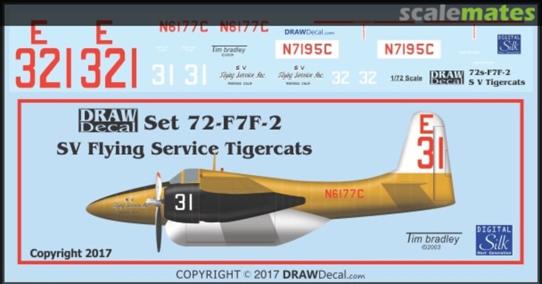 Boxart Grumman F7F Tigercat 72-F7F-2 Draw Decal