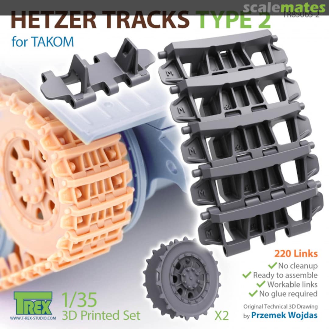 Boxart WWII Tracks for the German Hetzer Tank Destroyer Type2 w/Start Wheels (for Takom) TR85065-2 T-Rex Studio