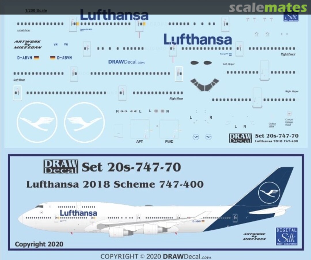 Boxart Lufthansa 2018 Colors 747-400 20-747-70 Draw Decal