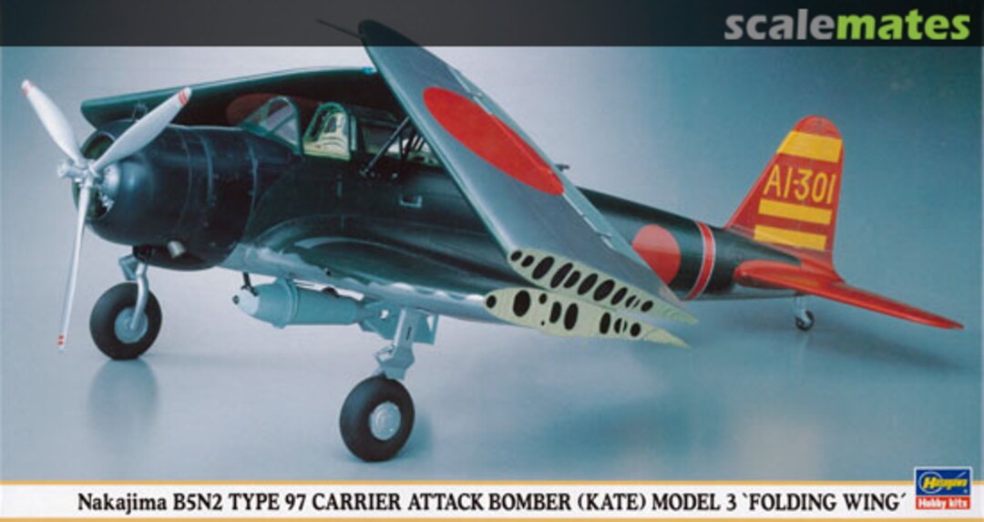 Boxart Nakajima B5N2 Type 97 Carrier Attack Bomber (Kate) Model 3 'Folding Wing' 09553 Hasegawa