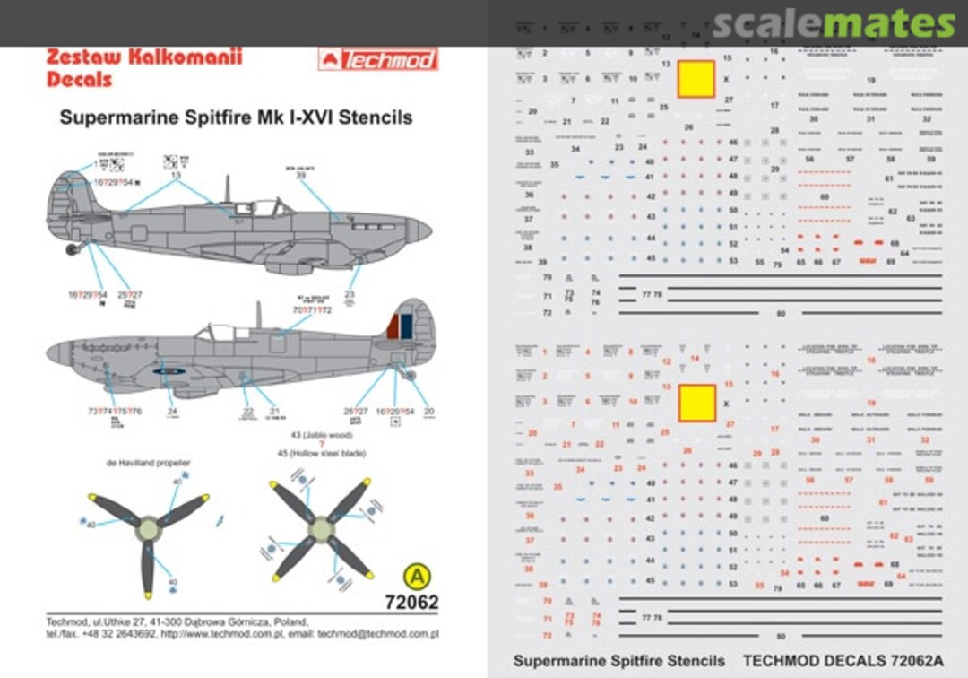 Boxart Supermarine Spitfire Mk I-XVI Stencils 72062 Techmod