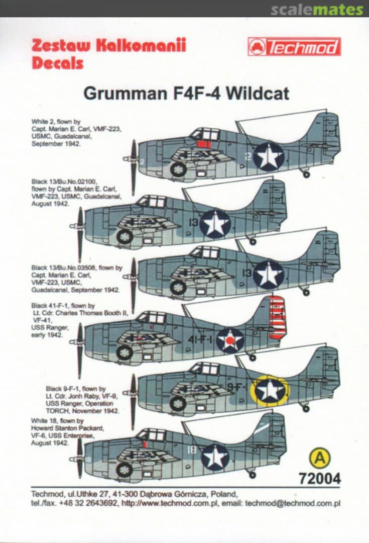 Boxart Grumman F4F-4 Wildcat 72004 Techmod