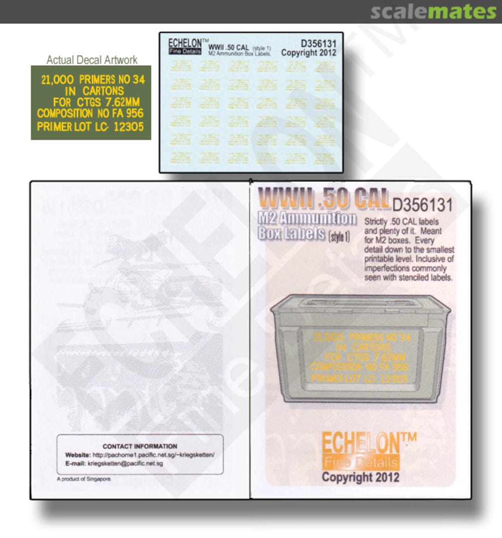 Boxart WWII .50 CAL M2 Ammunition Box Labels (Style 1) D356131 Echelon Fine Details