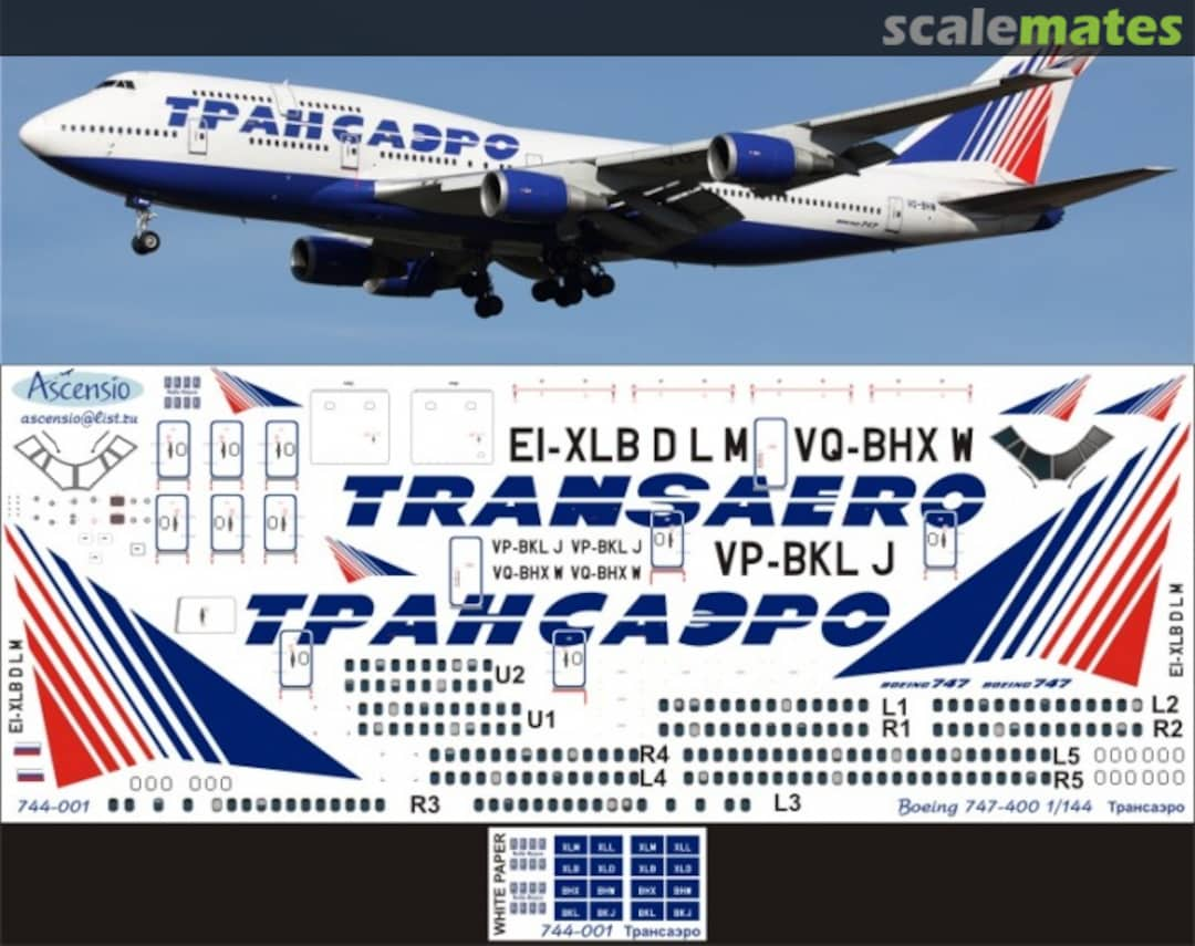 Boxart Boeing 747-400 Transaero 744-001 Ascensio