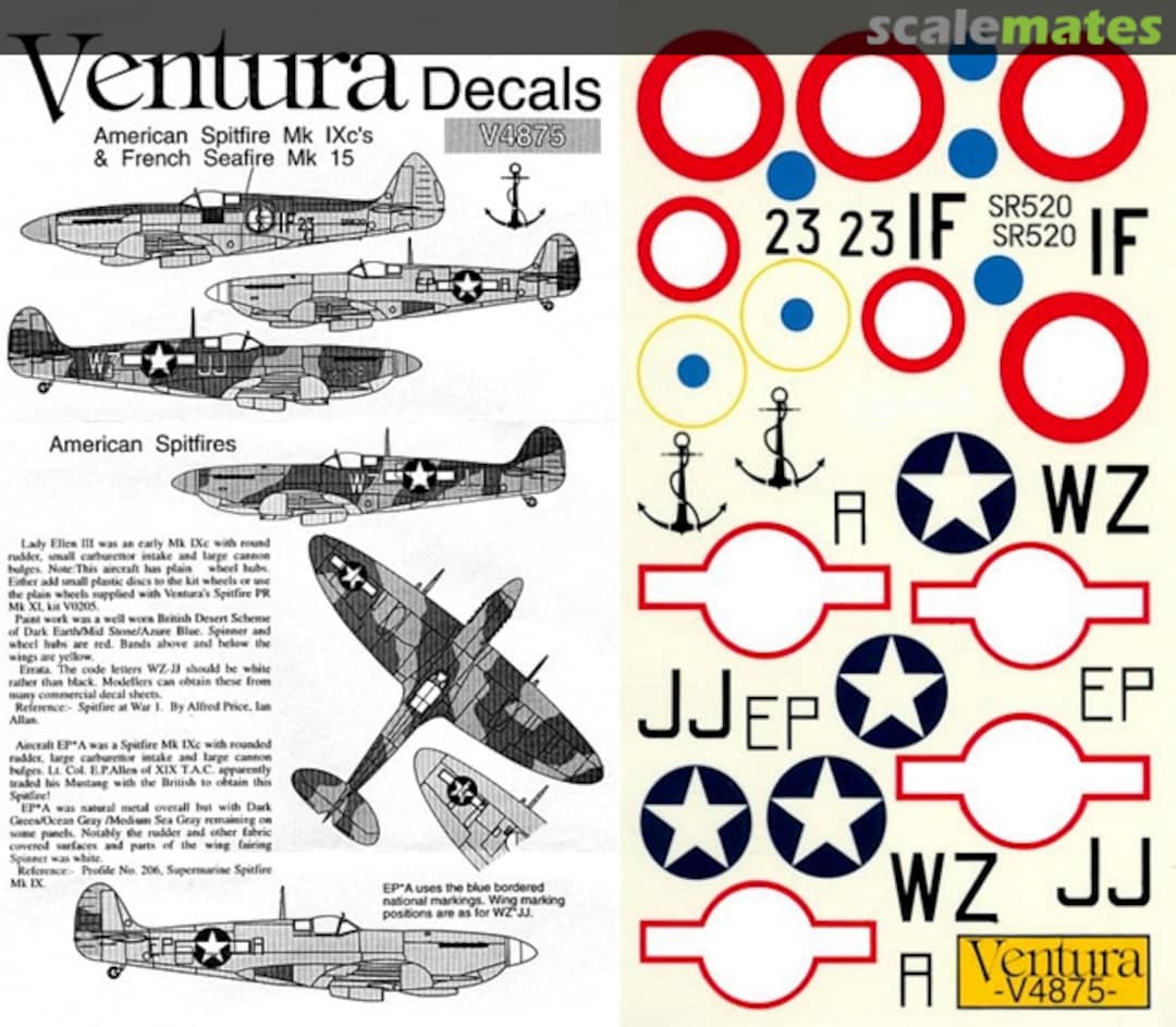 Boxart American Spitfire Mk IXc's & French Seafire Mk 15 V4875 Ventura