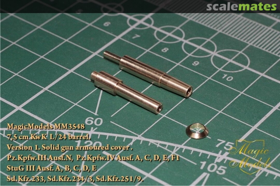 Boxart 7,5 cm KwK L/24 barrel. Version 1. Solid gun armoured cover. MM3548 Magic Models