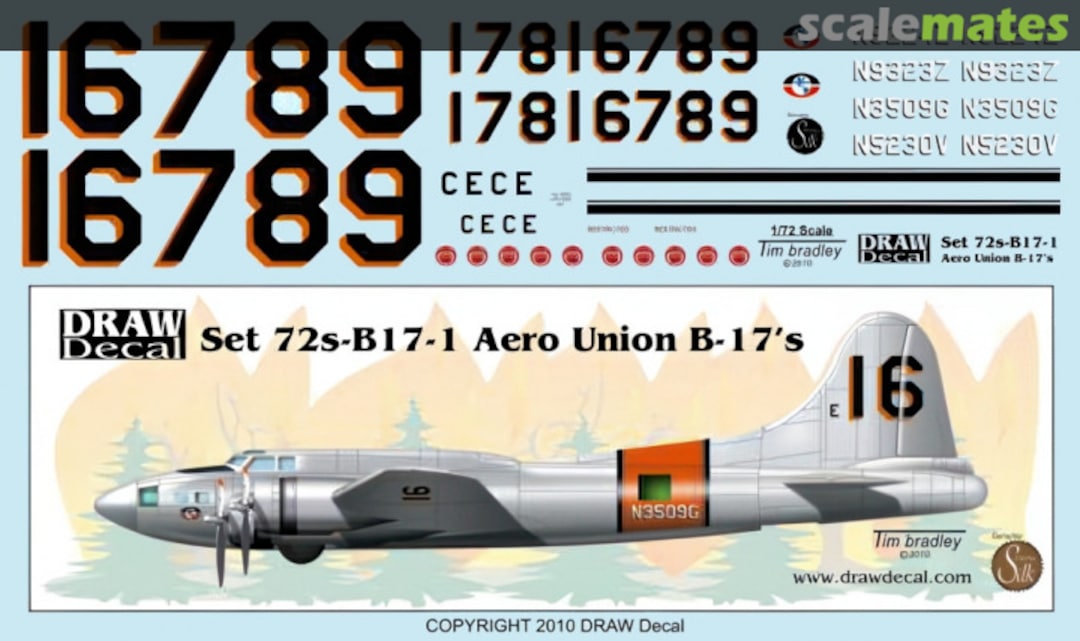 Boxart Aero Union B-17s 72-B17-1 Draw Decal