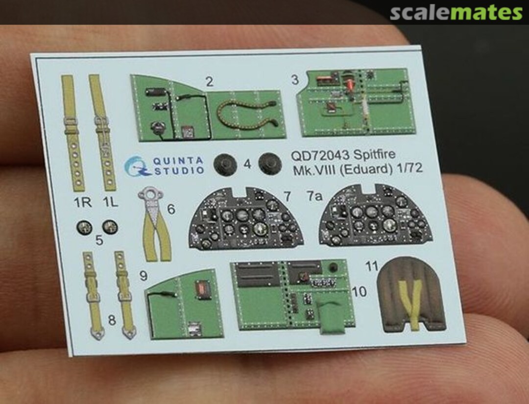 Contents Spitfire Mk. VIII interior 3D decals QD72043 Quinta Studio