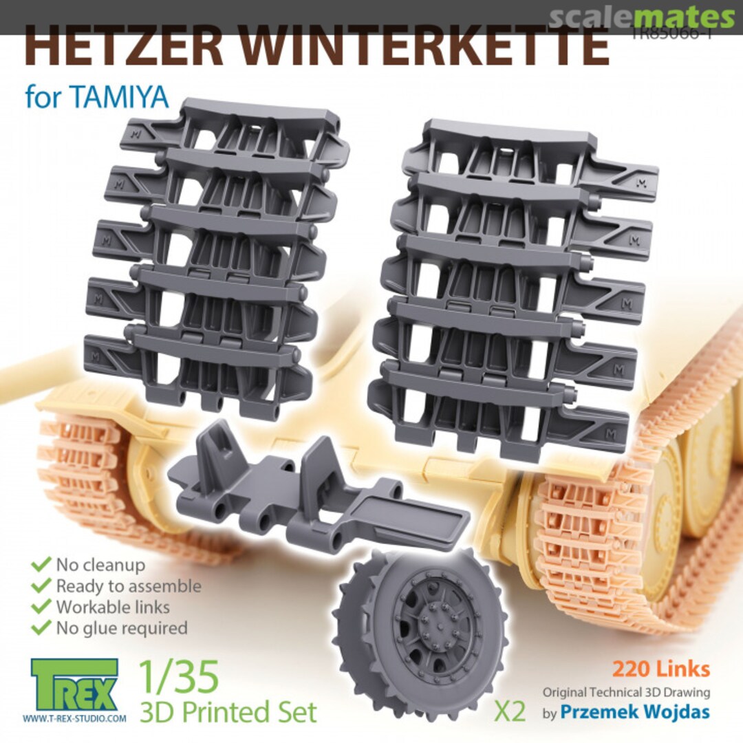 Boxart WWII German Hetzer Tank Destroyer Winterkette w/Start Wheels (for Tamiya) TR85066-1 T-Rex Studio