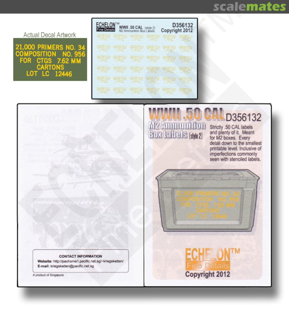 Boxart WWII .50 CAL M2 Ammunition Box Labels (Style 2) D356132 Echelon Fine Details