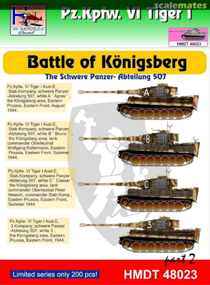 Boxart Pz.Kpfw. VI Tiger I Battle of Konigsberg pt. 2 HMT48023 H-Models Decals