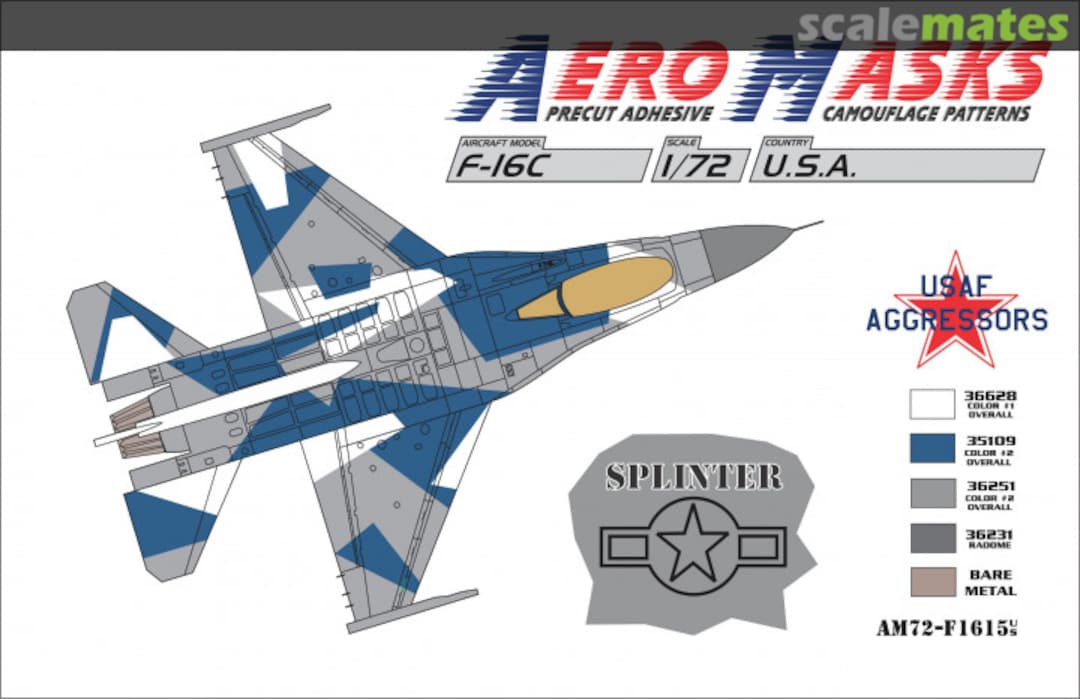 Boxart F-16C USA USAF Aggressors Splinter AM72-F1615 AeroMasks