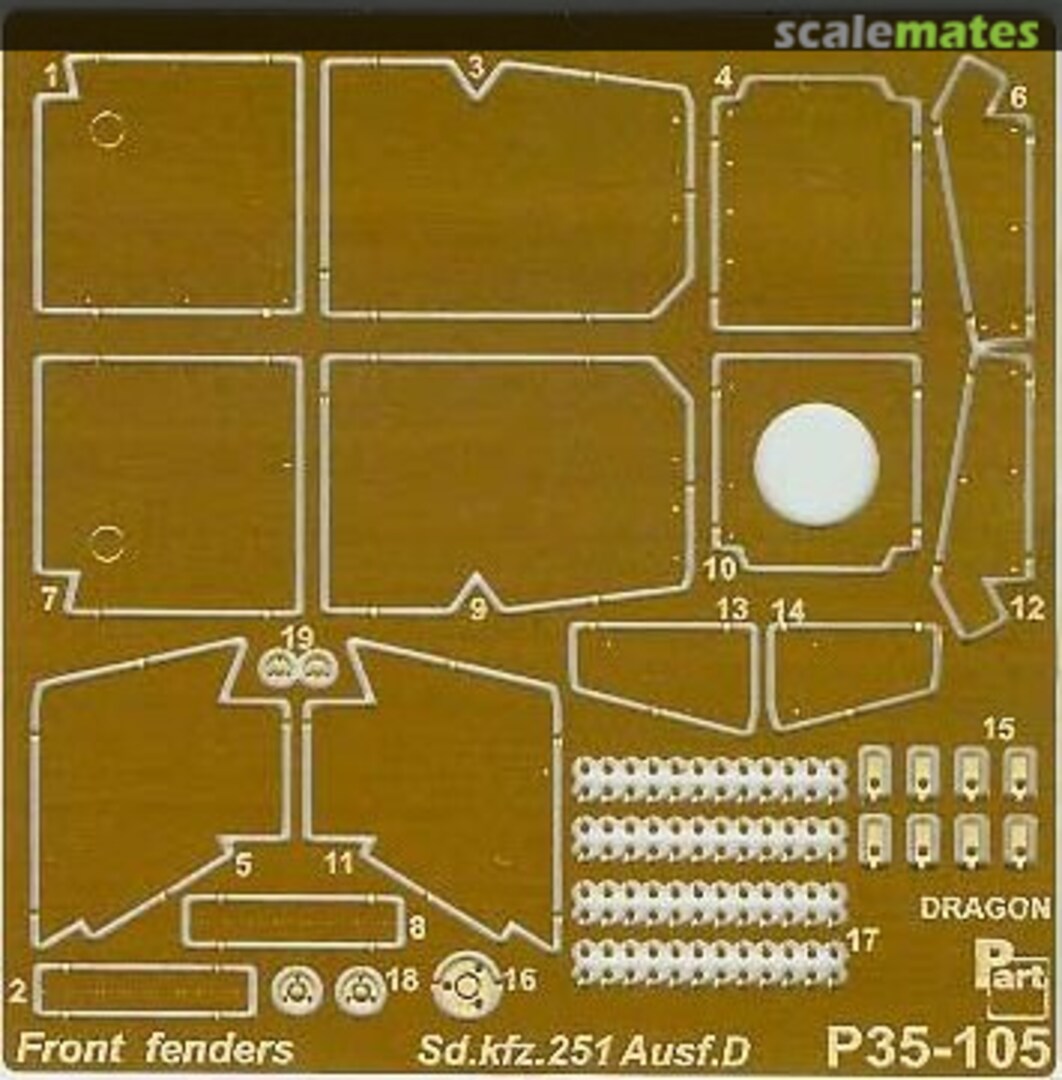 Boxart Sd.Kfz.251/1 Ausf.D front fenders P35-105 Part