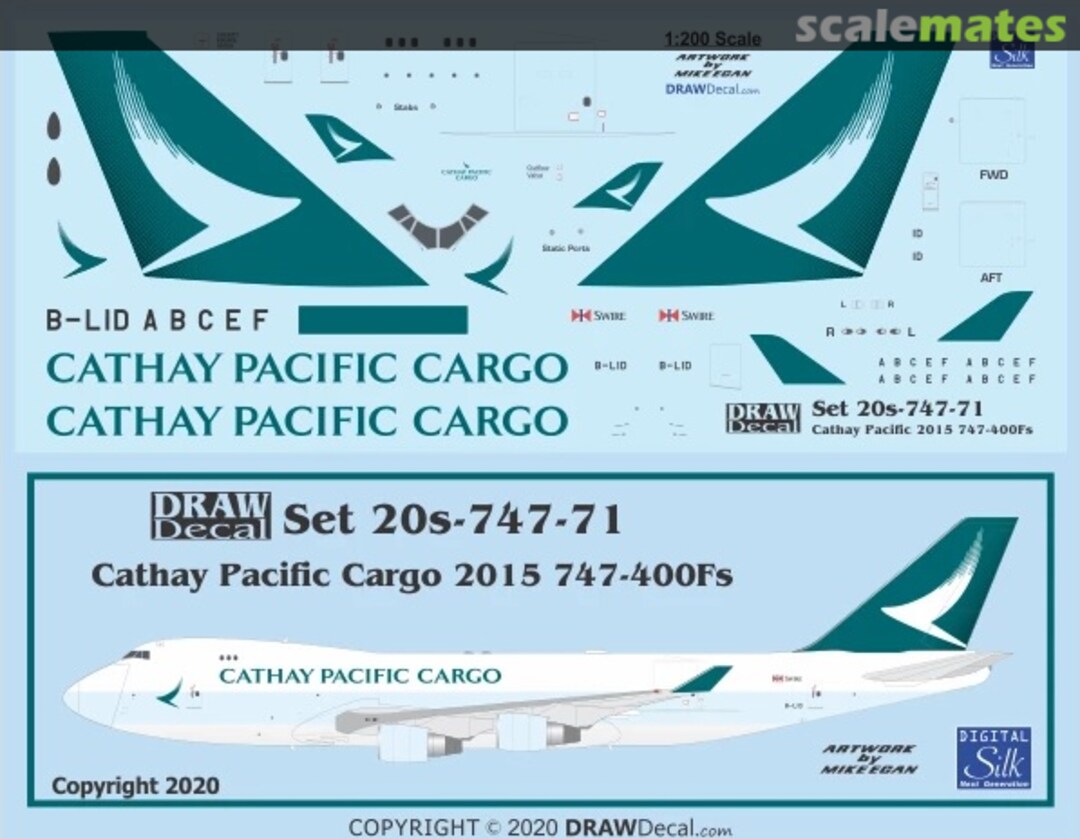 Boxart Cathay Pacific Cargo 747-400Fs 2015 Scheme 20-747-71 Draw Decal