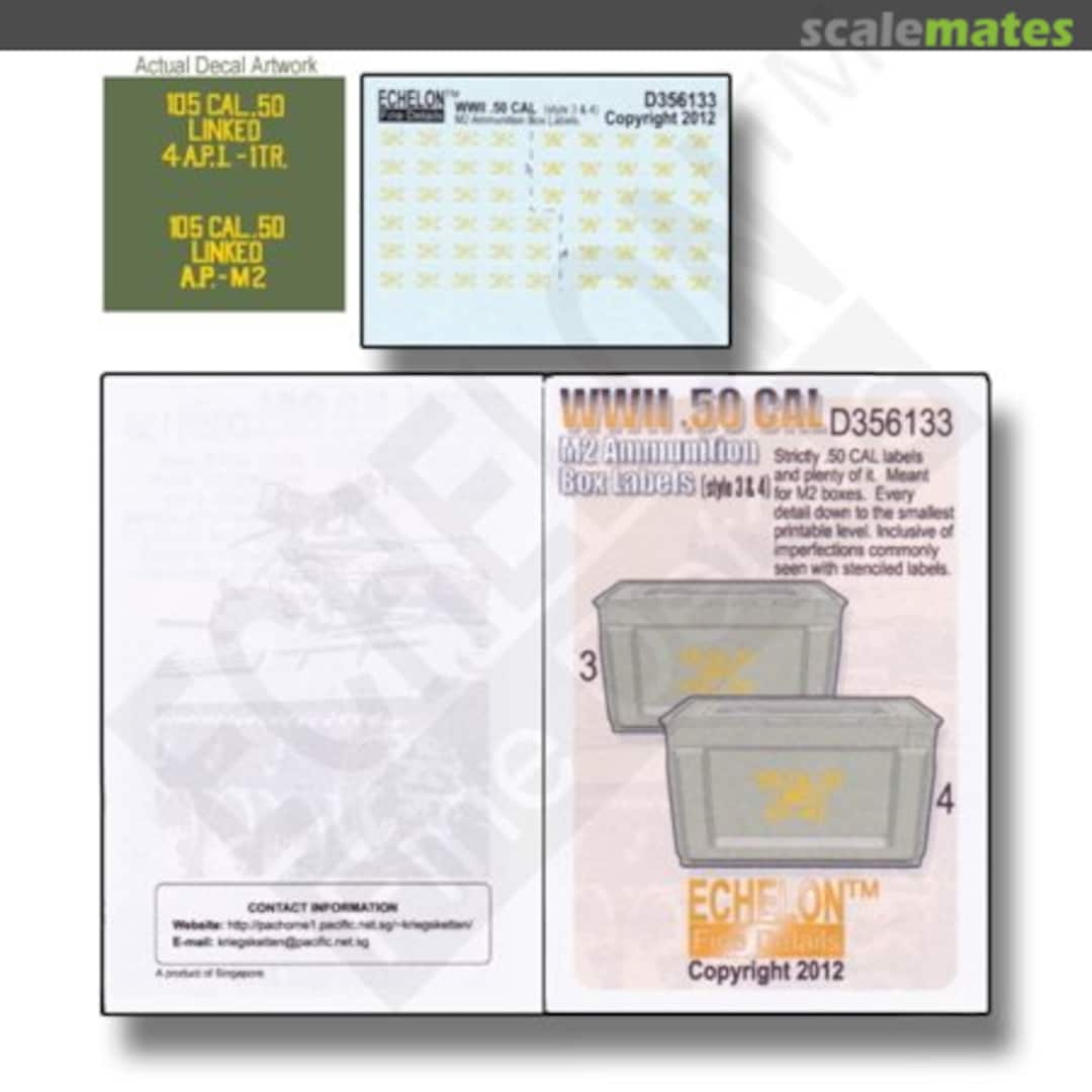 Boxart WWII .50 CAL M2 Ammunition Box Labels (Style 3 & 4) D356133 Echelon Fine Details