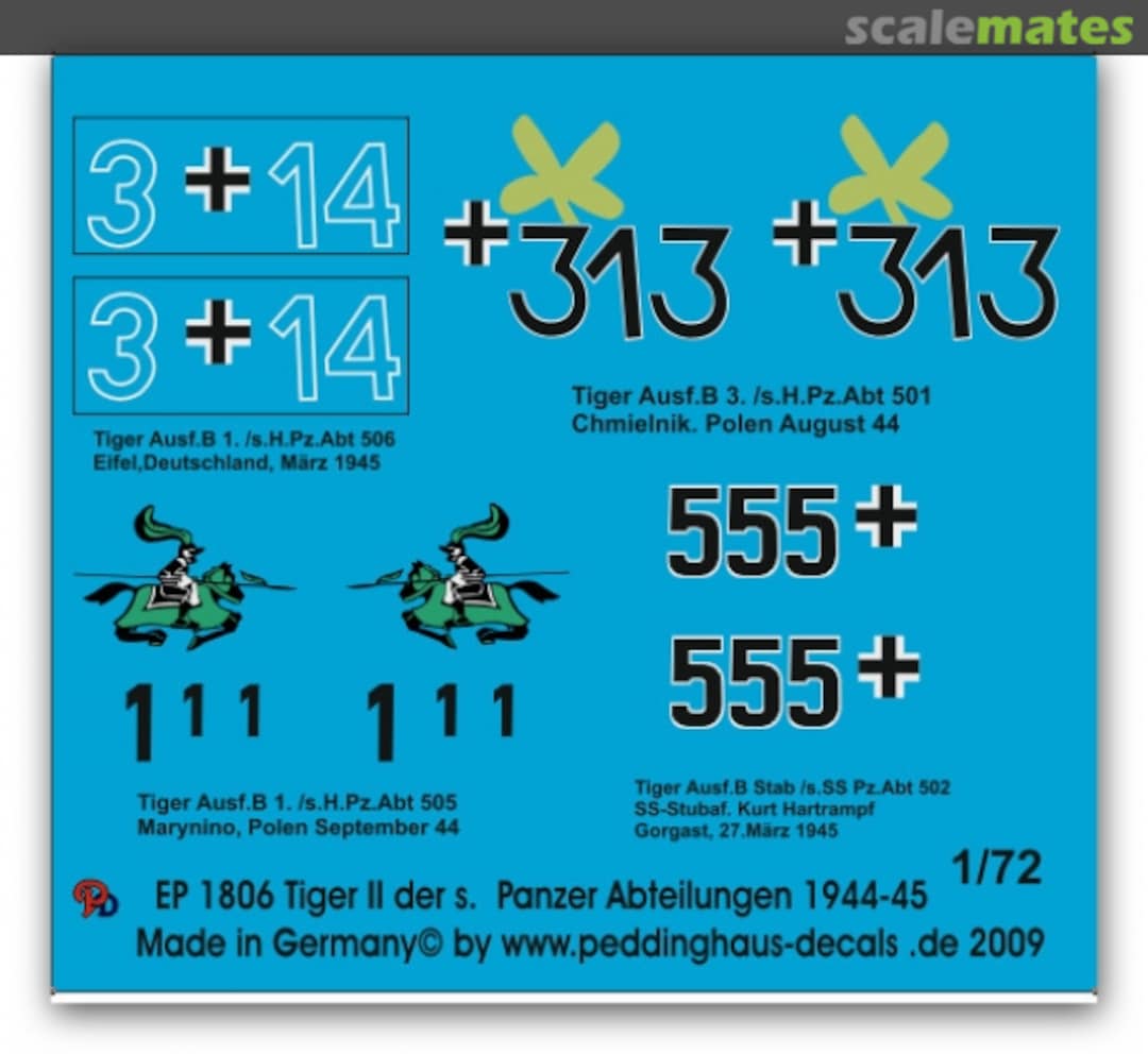 Boxart Tiger II of s.Pz. Abteilungen 1944-45 EP 1806 Peddinghaus-Decals