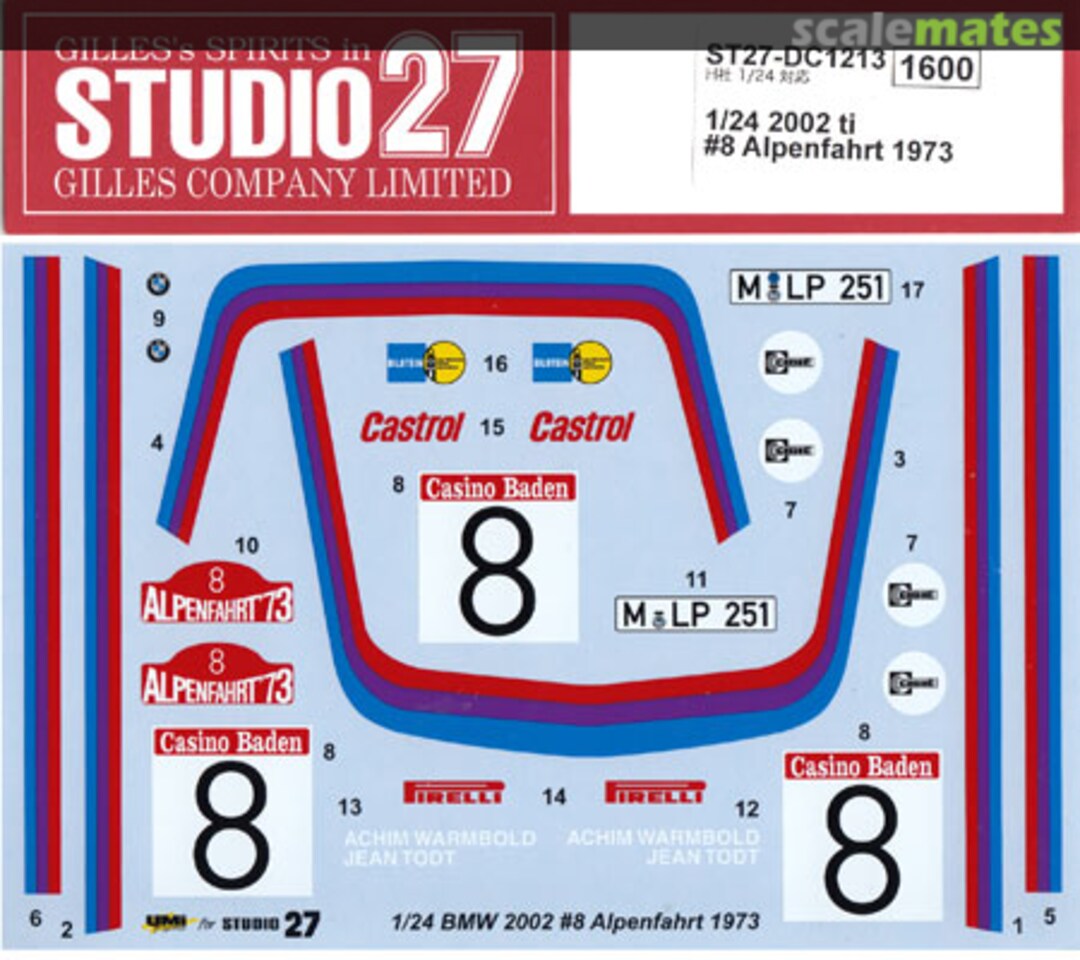 Boxart BMW 2002 tii Castrol #8 Alpenfahrt 1973 ST27-DC1213 Studio27