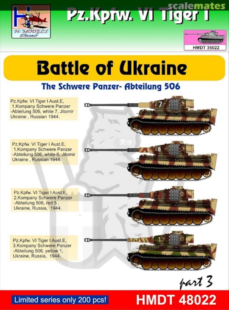 Boxart Pz.Kpfw. VI Tiger I Battle of Ukraine pt. 3 HMT48022 H-Models Decals