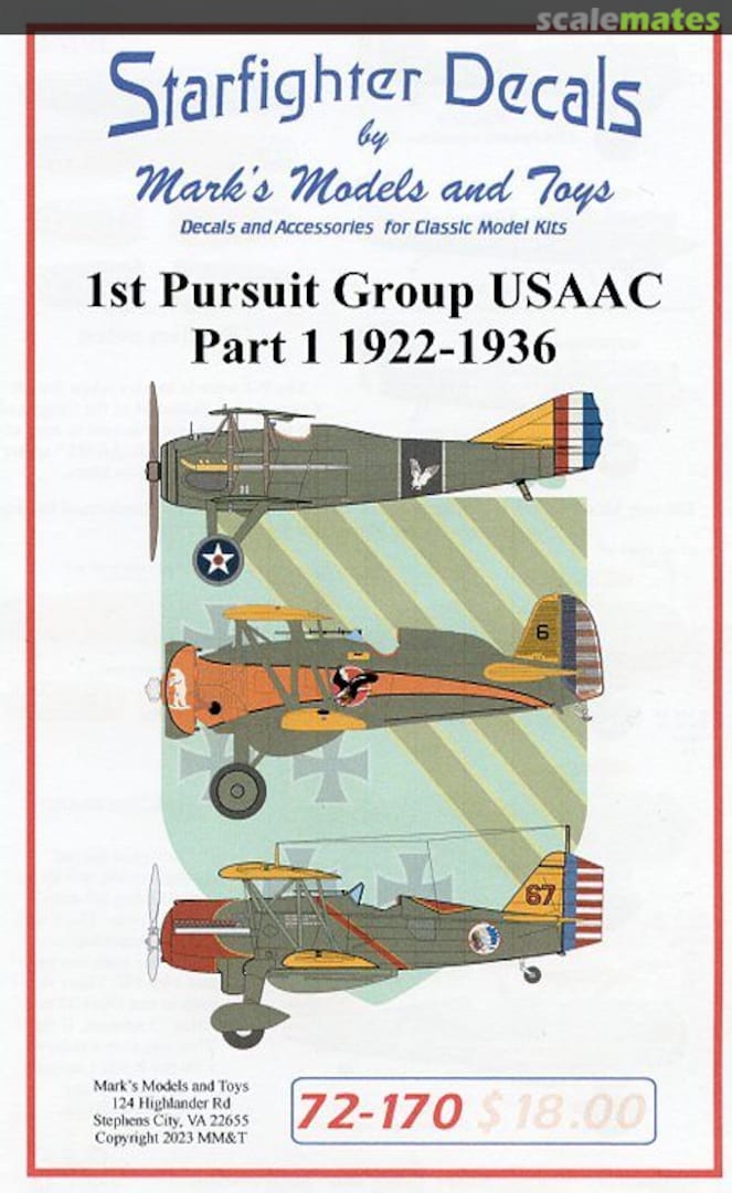 Boxart 1st Pursuit Group 1922-36 72-170 Starfighter Decals