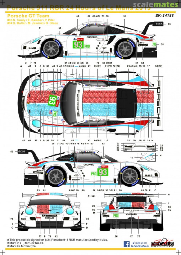 Boxart Porsche 911 RSR Porsche GT Team #93/94 SK-24188 SK Decals