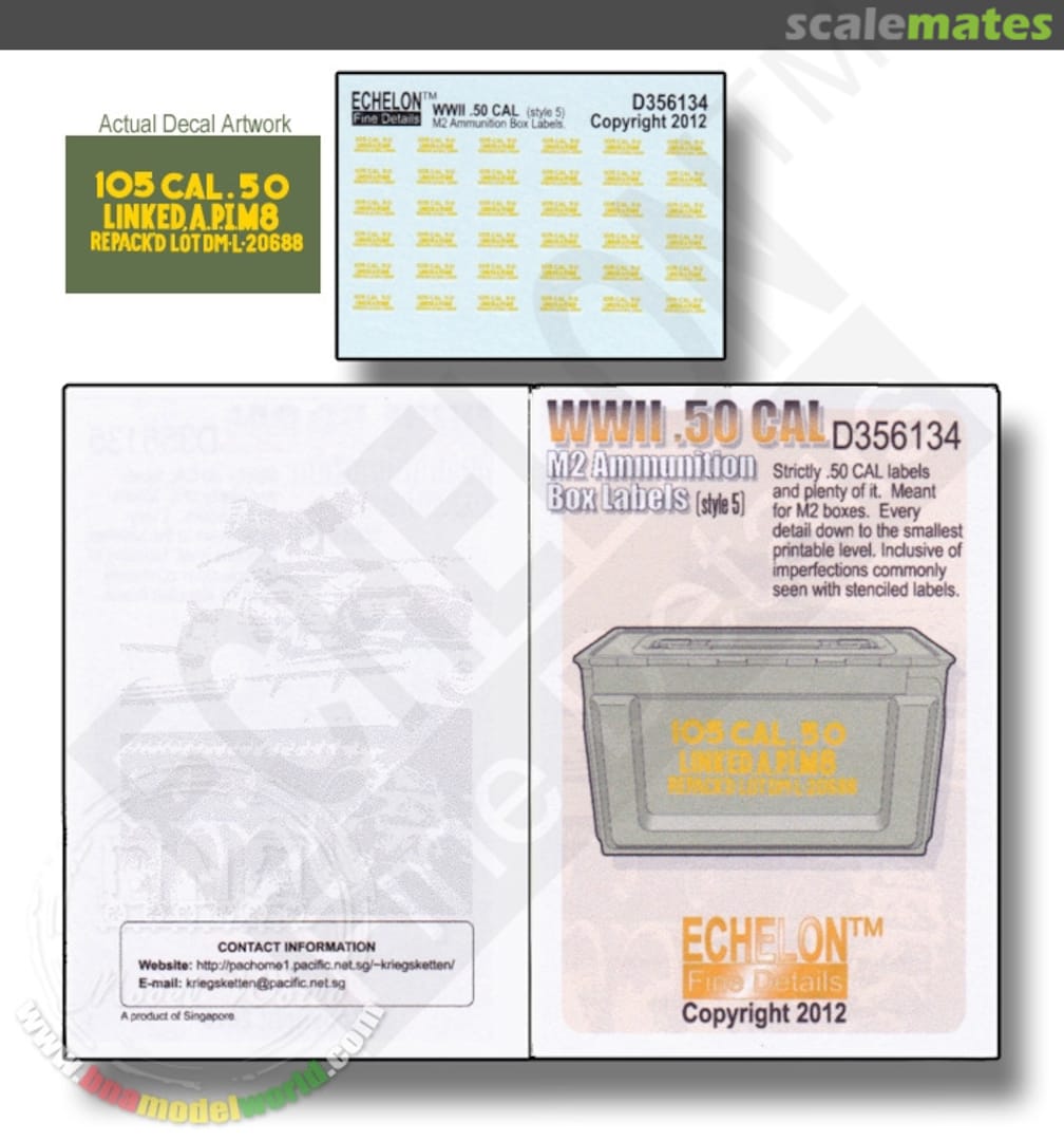 Boxart WWII .50 CAL M2 Ammunition Box Labels (Style 5) D356134 Echelon Fine Details