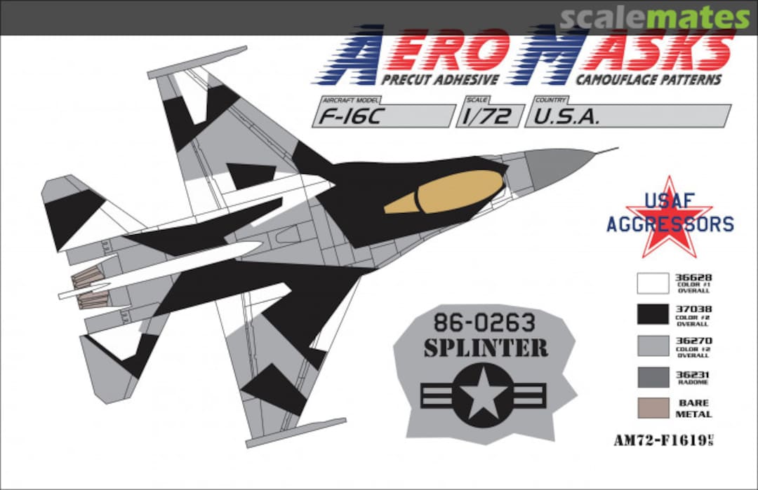 Boxart F-16C USA USAF Aggressors 86-0263 Splinter AM72-F1619 AeroMasks