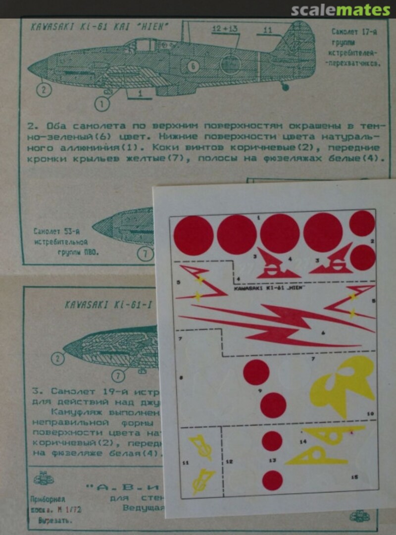 Boxart Деколь Kawasaki Ki-61-1 1/72  A .V and A.Ta ( АВиА деколь) 