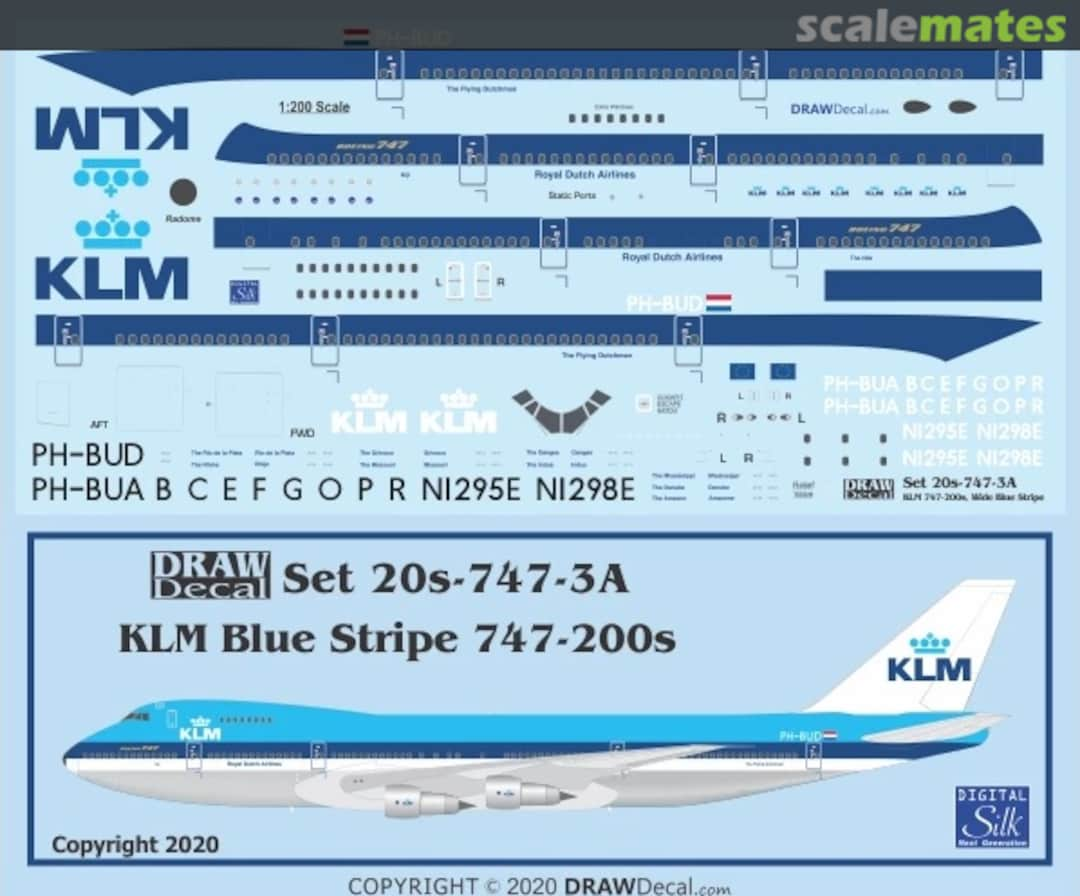 Boxart LM Wide Blue Stripe 747-200s 20-747-3A Draw Decal