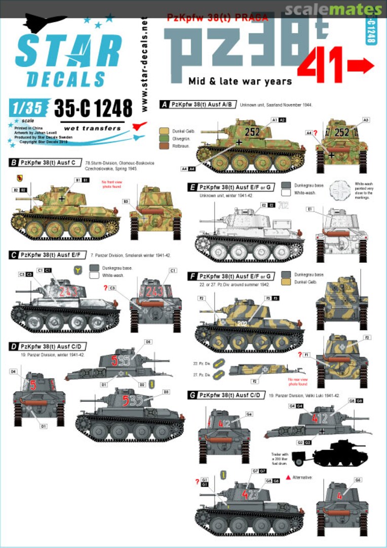 Boxart PzKpfw 38(t) Praga. 35-C1248 Star Decals