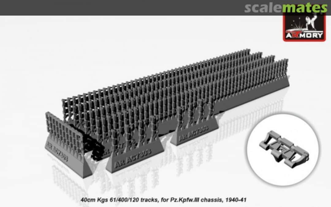 Boxart Pz.III 40cm Kgs 61/400/120 resin tracks, 1940-41 AC7303 Armory