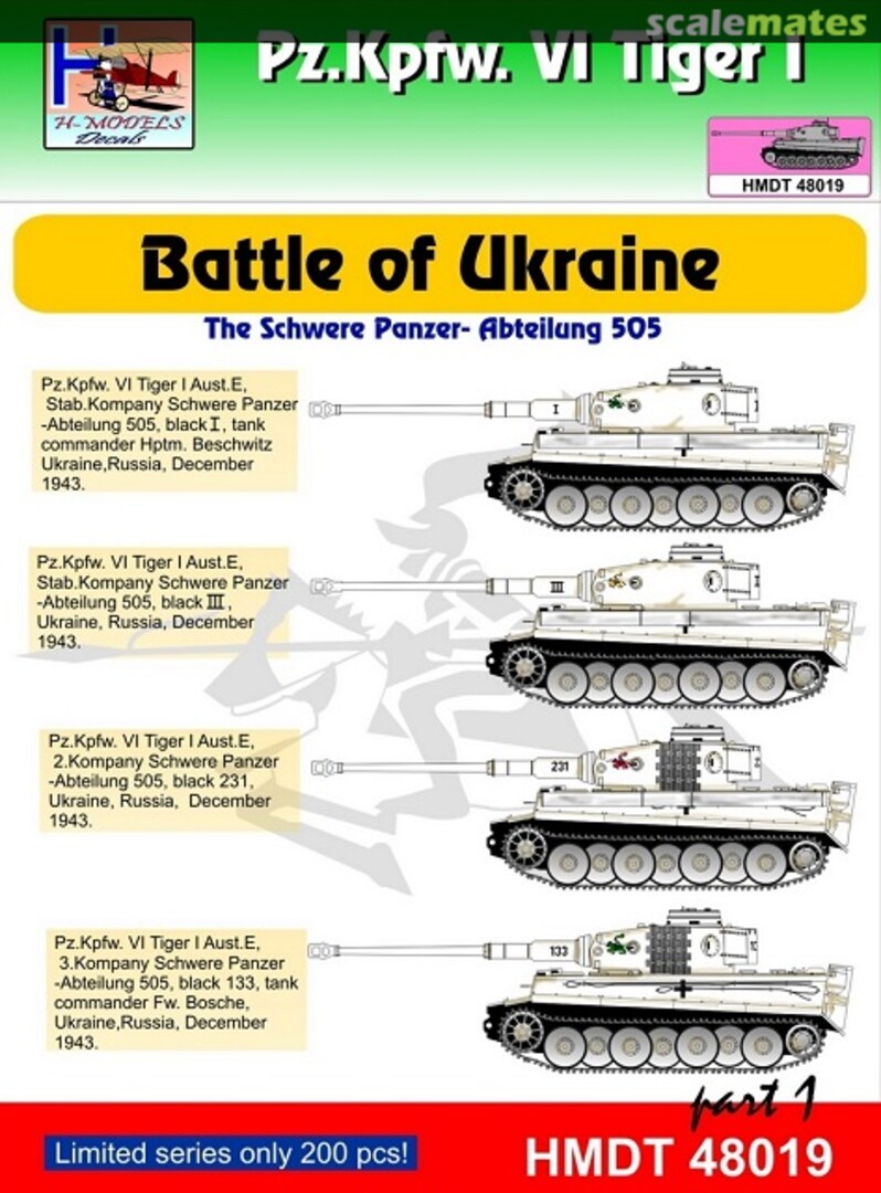 Boxart Pz.Kpfw. VI Tiger I Battle of Ukraine pt. 1 HMT48019 H-Models Decals