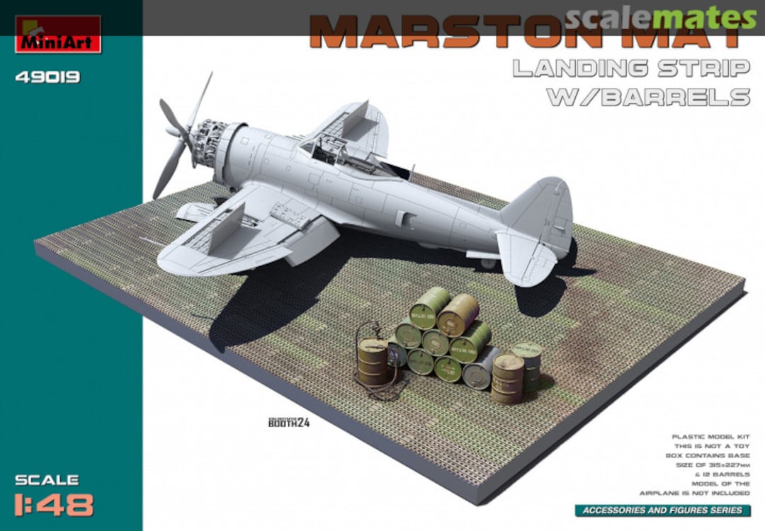 Boxart Marston Mat Landing Strip w/Barrels 49019 MiniArt