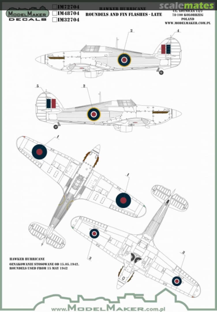 Boxart Hawker Hurricane - Roundels and Fin Flashes (Late) IM72704 ModelMaker