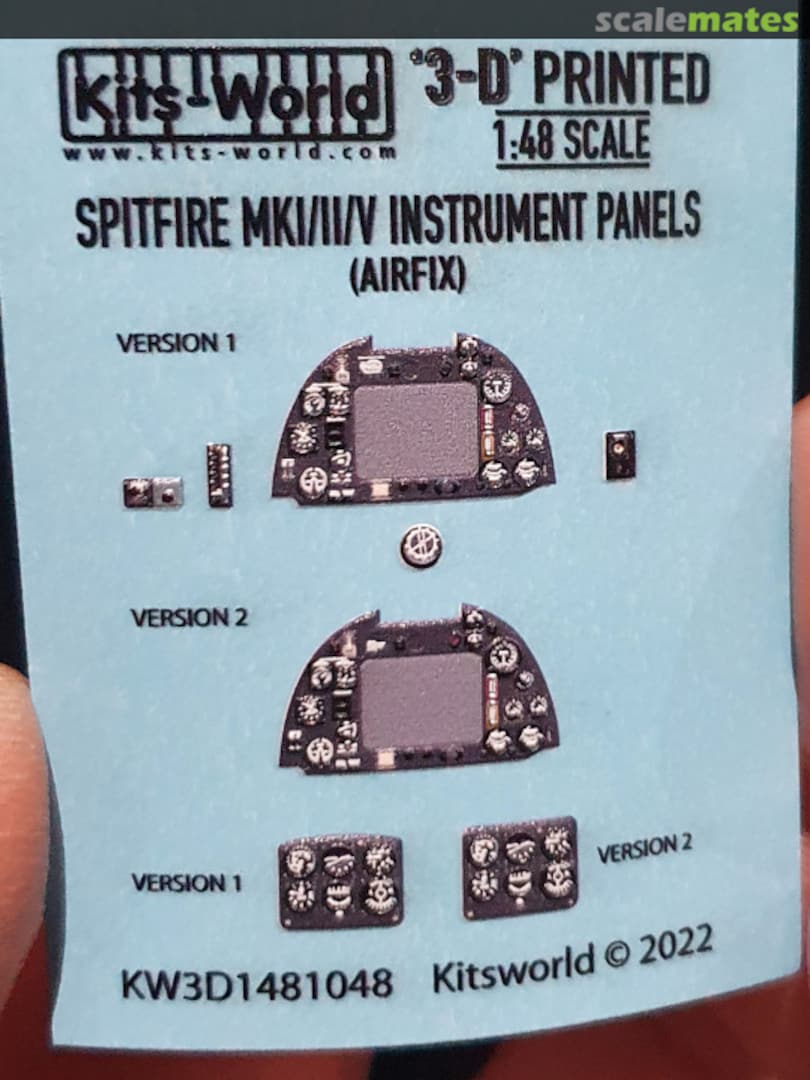 Boxart Spitfire MK I/II/V Instrument Panels KW3D1481048 Kits-World