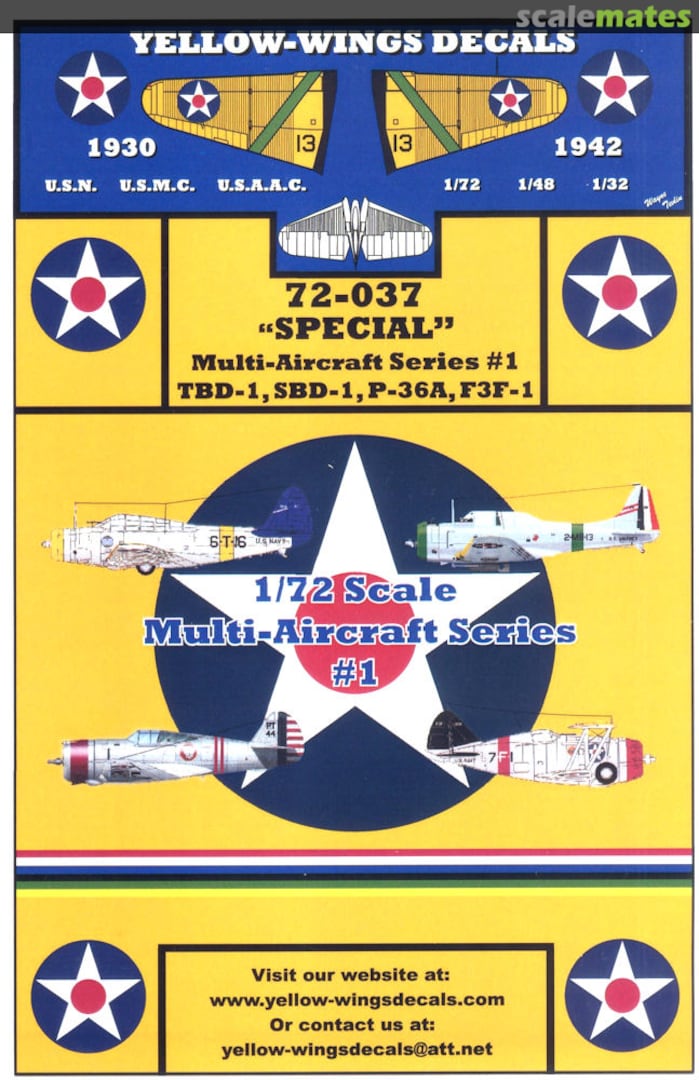 Boxart Multi-Aircraft Series #1 72-037 Yellow-Wings Decals