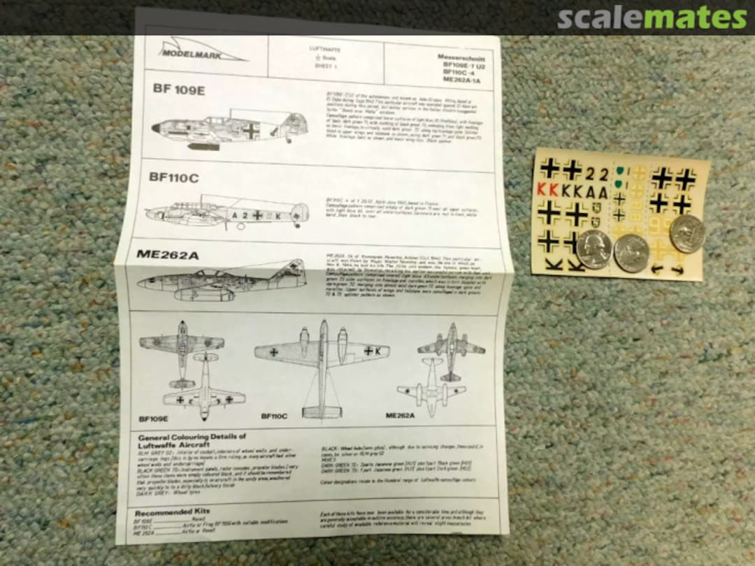 Boxart Luftwaffe: Bf-109E-7 U2, Bf-110C-4, Me-262A-1A 1 Modelmark