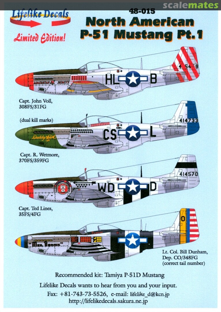 Boxart North American P-51 Mustang Pt. 1 48-015 Lifelike Decals