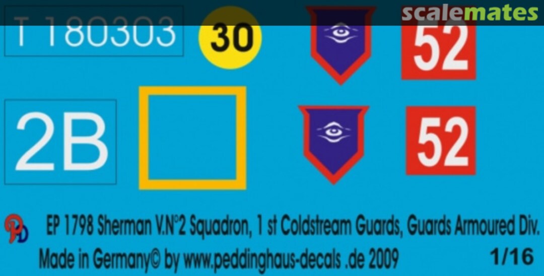 Boxart Sherman VN° 2 Squadron, 1 st Coldstream Guards, Guards Armoured Div EP 1798 Peddinghaus-Decals