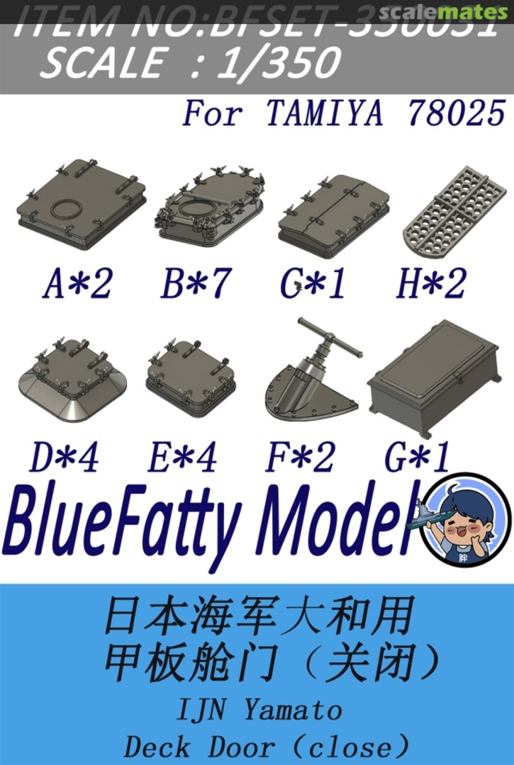 Boxart IJN Yamato Deck Doors (closed) BFSET-350031 BlueFatty Model