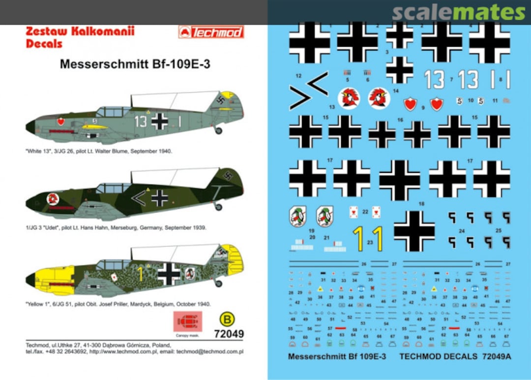 Boxart Messerschmitt Bf 109 E-3 72049 Techmod