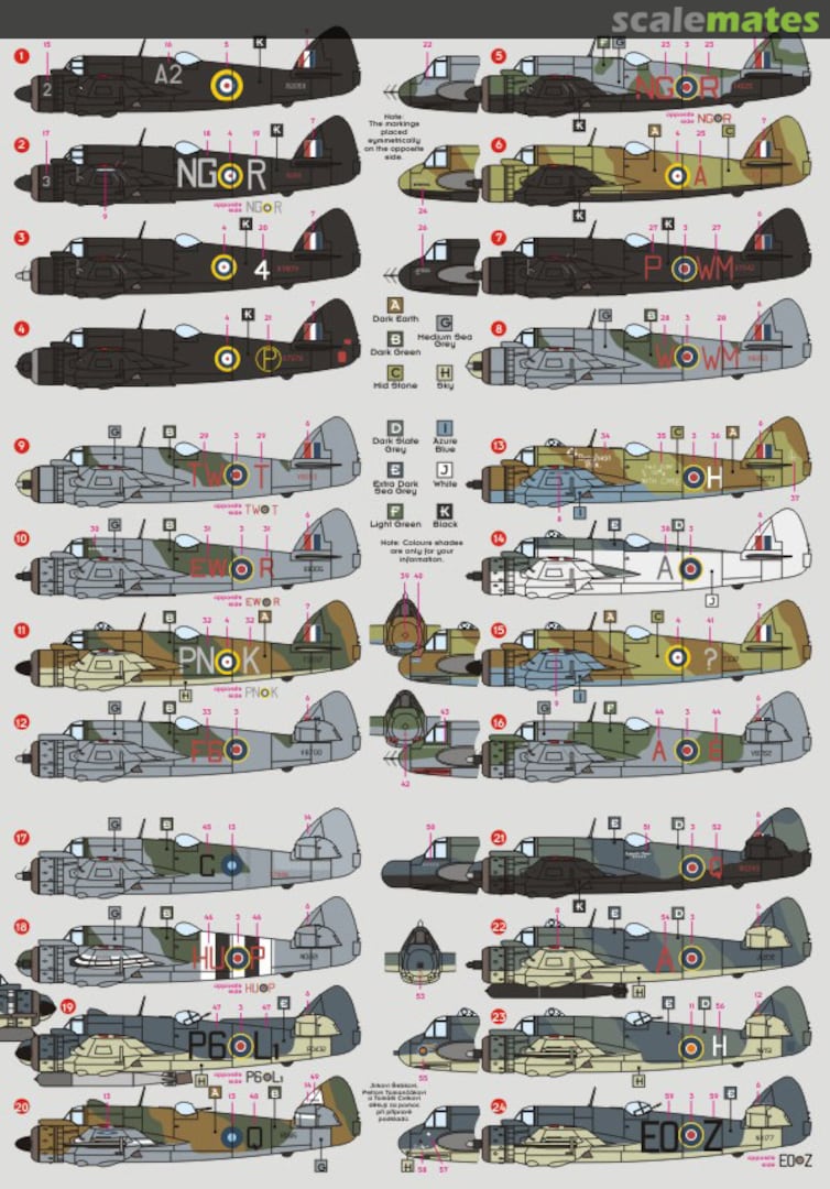 Contents Bristol Beaufighter 72023 DK Decals