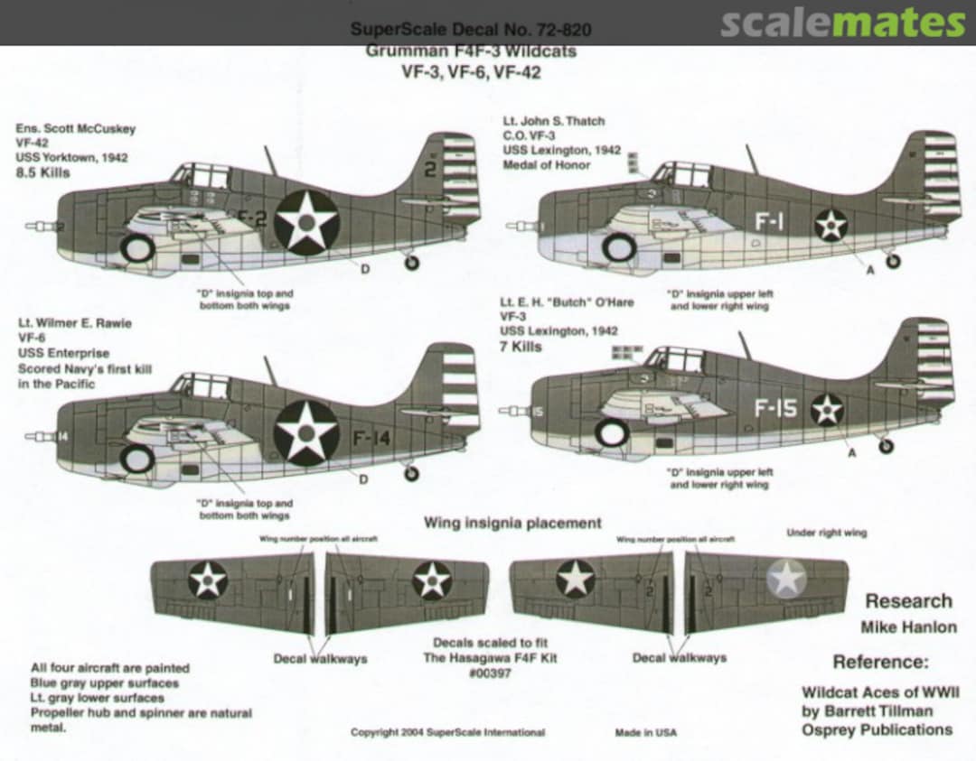 Contents Grumman F4F-3 Wildcats 72-820 SuperScale International